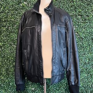 Calvin Klein Black Leather Jacket Size S/M